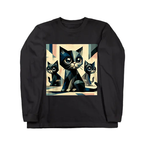 黒猫　キュビズム01 ロングスリーブTシャツ