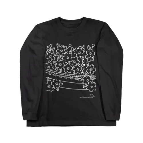 夜桜（花札風） Long Sleeve T-Shirt