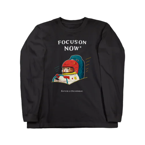 「FOCUS ON NOW_レーサーの猫」 ロングスリーブTシャツ