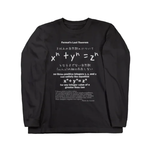 フェルマーの最終定理：数式：オイラー：アンドリュー・ワイルズ：学問・数字・数学 ロングスリーブTシャツ