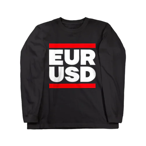 ユロドル ユーロドル EURUSD FX 為替 両替 　白字白　フォント  トレーダー　トレード　投資家 Long Sleeve T-Shirt