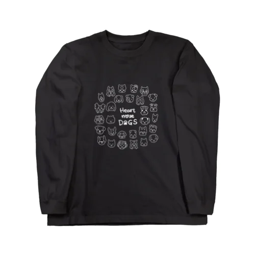 Heart nose DOGS（丸型白インク） Long Sleeve T-Shirt