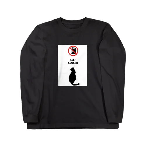 you猫　後ろ姿ねこ　脱走注意 ロングスリーブTシャツ