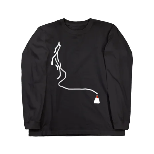 きゅう　煙　白文字漢字 Long Sleeve T-Shirt