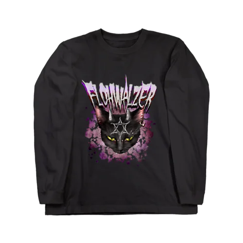 メタル風味ツノ猫ロゴ入り Long Sleeve T-Shirt