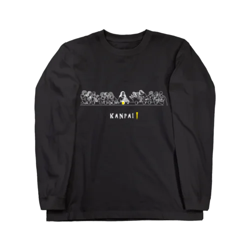 名画 × BEER（最後の晩餐）白線画 Long Sleeve T-Shirt