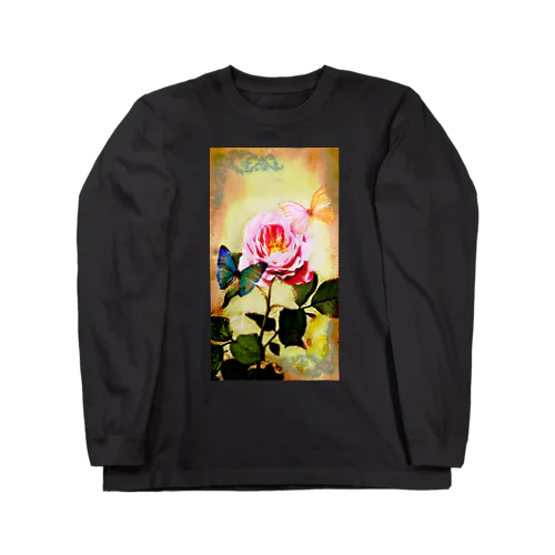 ヴィンテージ・ローズwish蝶 Long Sleeve T-Shirt