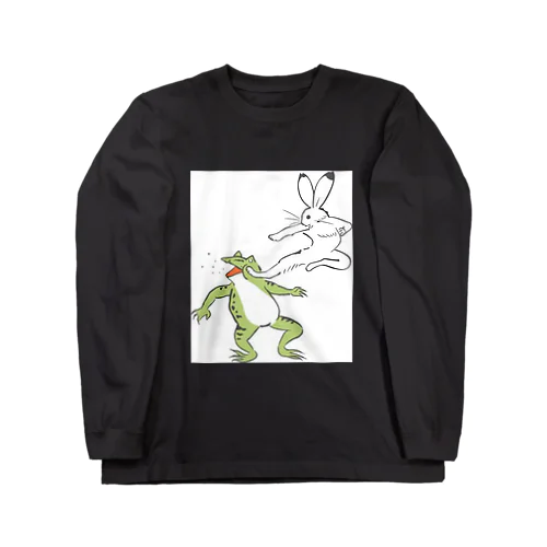 鳥獣戯画うさちゃんキック Long Sleeve T-Shirt