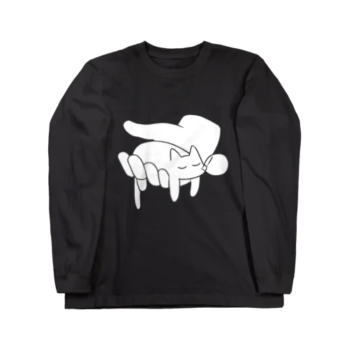 手の上に猫が乗っている Long Sleeve T-Shirt