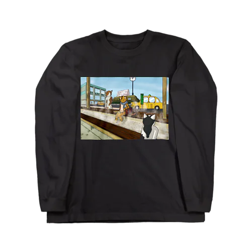 温泉街のネコ Long Sleeve T-Shirt