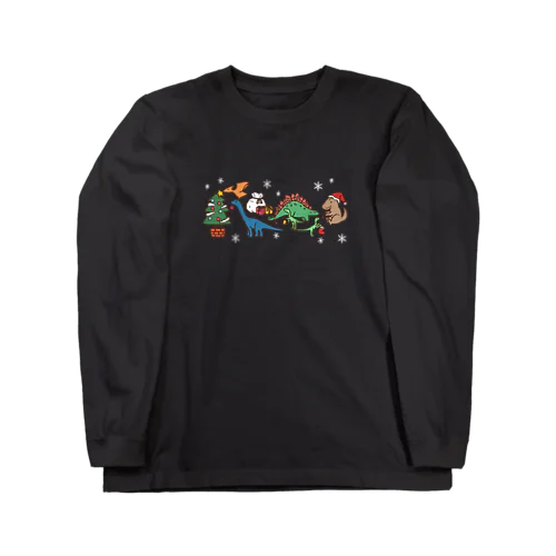 恐竜たちのクリスマス（濃い生地用） Long Sleeve T-Shirt