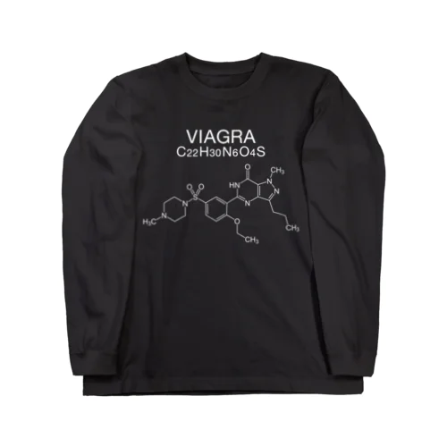 VIAGRA C22H30N6O4S-バイアグ ラ-（SILDENAFIL-シルデナフィル-）白ロゴ ロングスリーブTシャツ