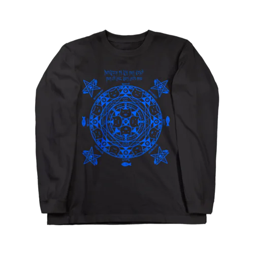 猫召喚魔法陣（青線） Long Sleeve T-Shirt