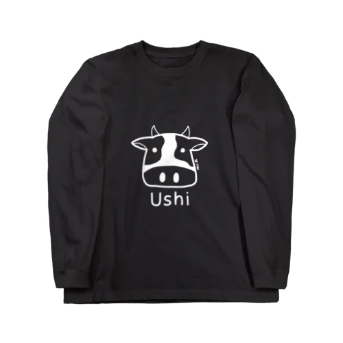 Ushi (牛) 白デザイン ロングスリーブTシャツ