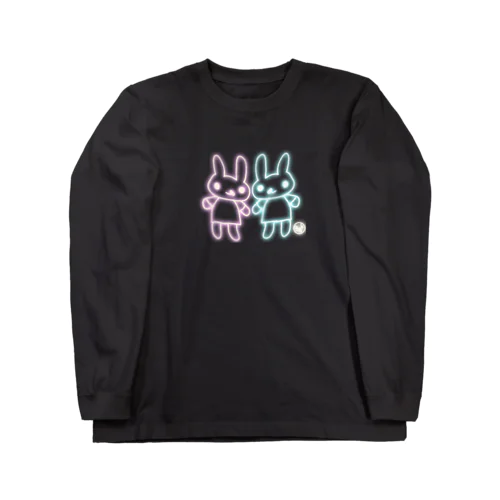 ウサギのチャとシロ　ネオン Long Sleeve T-Shirt