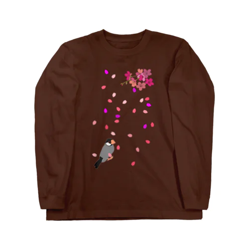 桜吹雪　桜文鳥 Long Sleeve T-Shirt