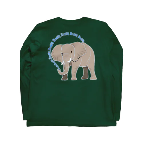 アフリカゾウさん　ハングルバージョン　背面プリントバージョン 롱 슬리브 티셔츠