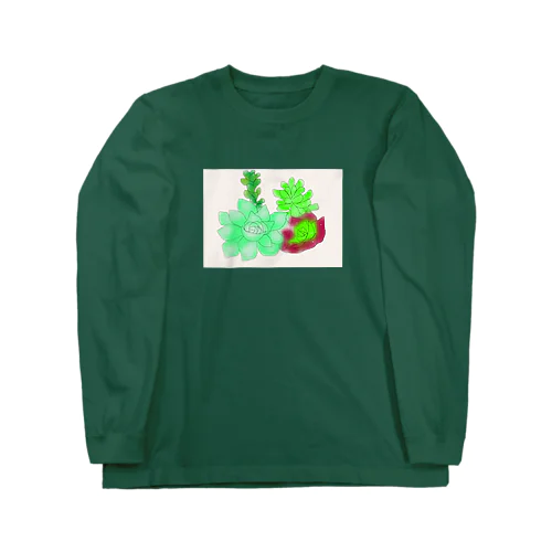 多肉植物  お話の世界 【虹色空うさぎ】 Long Sleeve T-Shirt