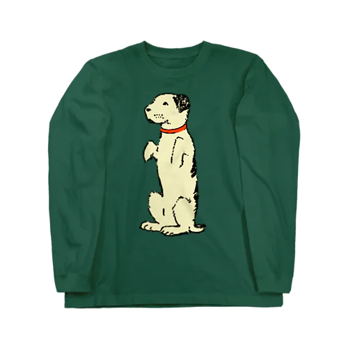 たちあがる犬・クリーム色 ロングスリーブTシャツ