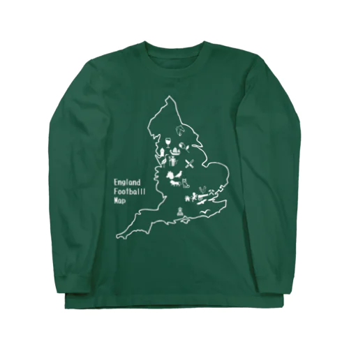 イングランドサッカー地図 ロングスリーブTシャツ