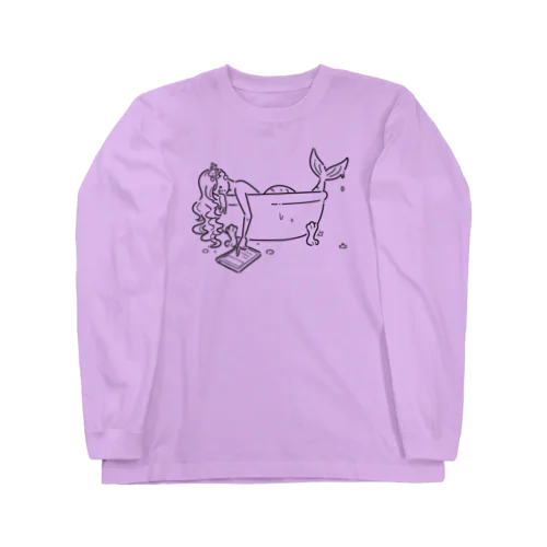 浴室でタブレットを使う人魚【くろ】 Long Sleeve T-Shirt