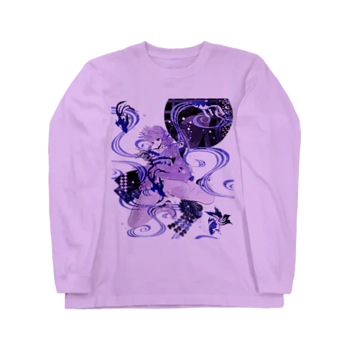 和柄 青の金魚姫3 藤紫 キモノガール 差分 Long Sleeve T-Shirt