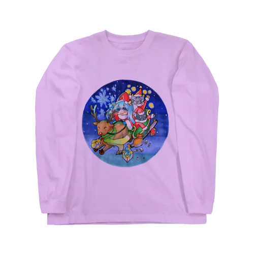 クリスマス🎄私mikuとうちの子２にゃんのX'mas🎅ソリVer. Long Sleeve T-Shirt