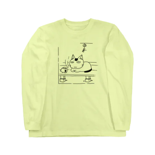 縁側にゃんこ ロングスリーブTシャツ