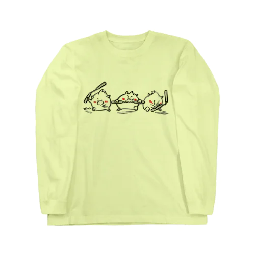 ヌンチャクいのしし（黒線） Long Sleeve T-Shirt