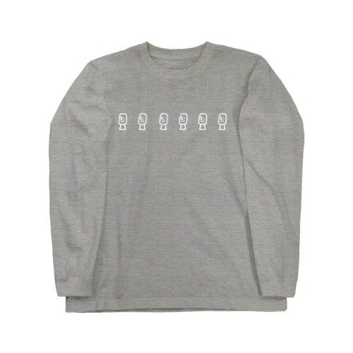 イースター島のモアイ(白ヌキ) Long Sleeve T-Shirt