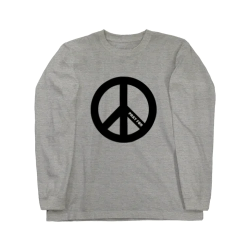 PRAY FOR PEACE ピースマーク ブラック Long Sleeve T-Shirt