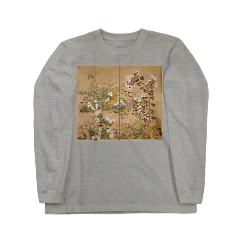 日本画：尾形光琳_秋草図 右隻 Long Sleeve T-Shirt