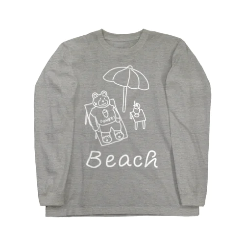 ビーチで休むクマ Long Sleeve T-Shirt