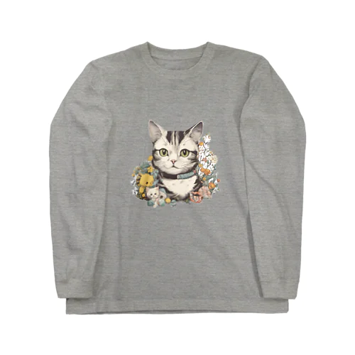 『子ねこのまーち』 ロングスリーブTシャツ