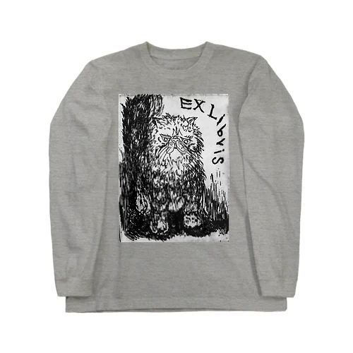 猫の蔵書票 エッチング Long Sleeve T-Shirt