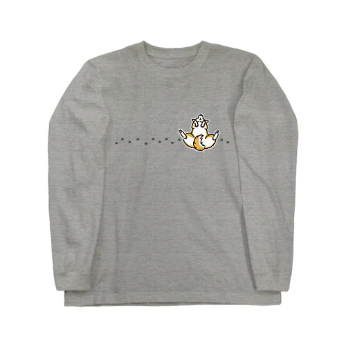 休憩中（足あと・赤柴） Long Sleeve T-Shirt