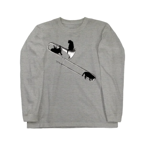 トロンボーンと黒猫 Long Sleeve T-Shirt