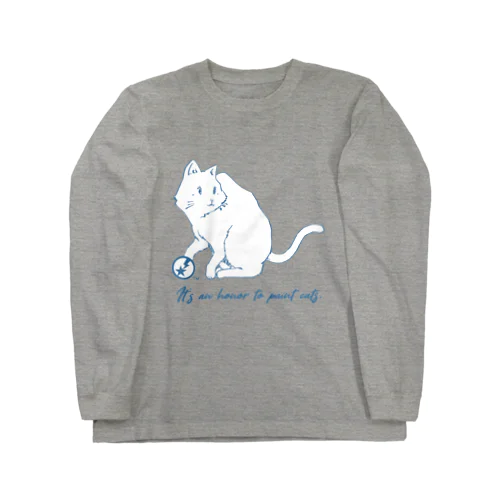 さらり画（名言イラストT（猫 ブルー）） Long Sleeve T-Shirt