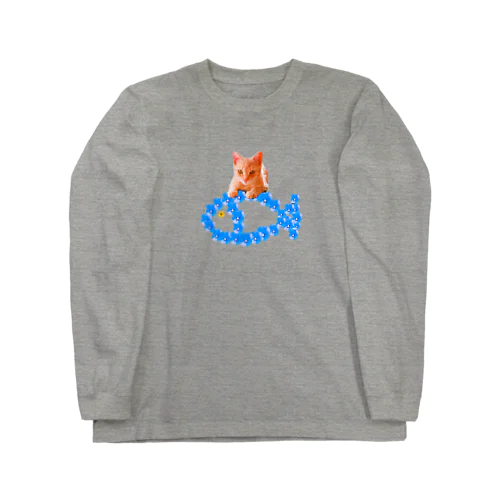 猫に魚 ロングスリーブTシャツ