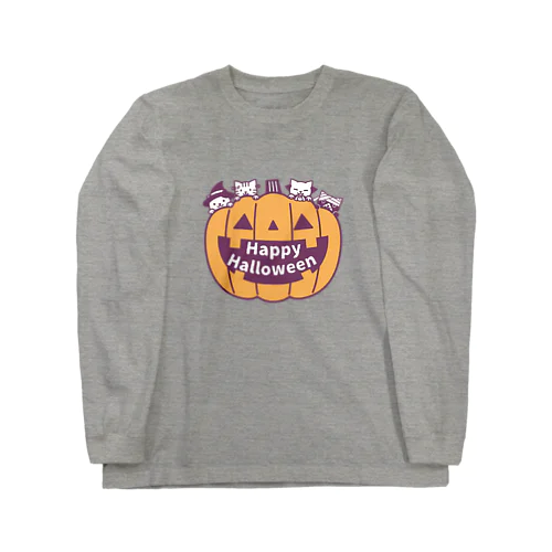 4匹の猫のハロウィーン ロングスリーブTシャツ