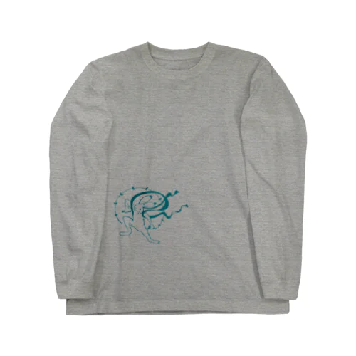 鳥獣戯画の風神雷神　トルコ石ブルー Long Sleeve T-Shirt