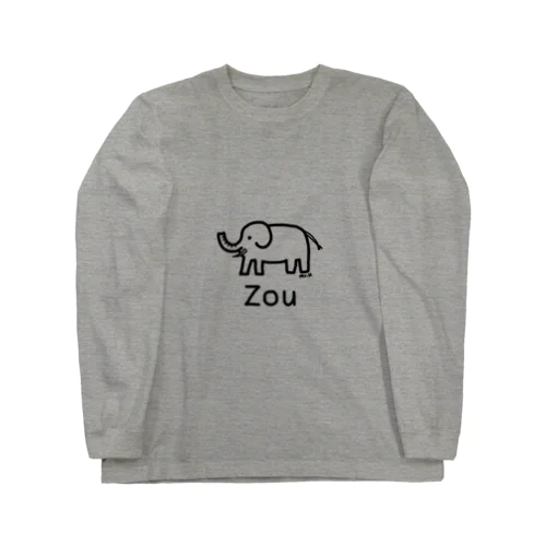 Zou (ゾウ) 黒デザイン Long Sleeve T-Shirt