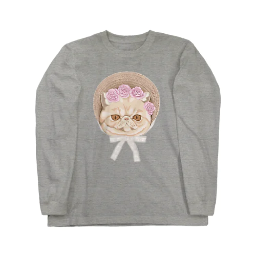 Exotic shorthair×ボンネット帽 ロングスリーブTシャツ