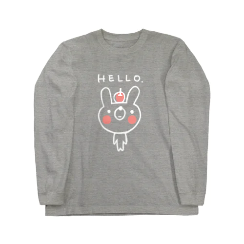 リンゴを頭にのせたウサギさん(白) Long Sleeve T-Shirt