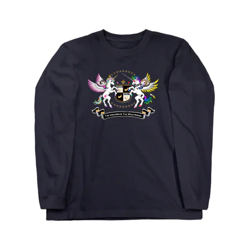 ユニコーンとあばれ馬！ロングスリーブTシャツ☆バックプリント白字 Long Sleeve T-Shirt