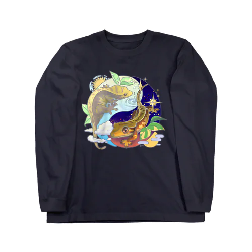 クレステッドゲッコーの陰陽魚 Long Sleeve T-Shirt