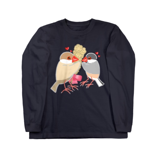 粟穂をプレゼント シルバー&シナモン文鳥 Long Sleeve T-Shirt
