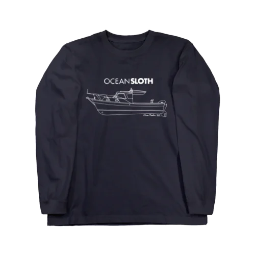 OCEAN SLOTH ボート＆ロゴ（白） ロングスリーブTシャツ