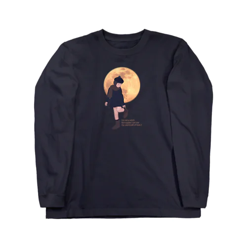 月と黒ワンピの女の子 ロングスリーブTシャツ