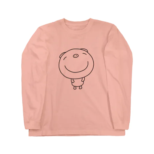 なかいさんちのぶた(ありがとう)黒 Long Sleeve T-Shirt